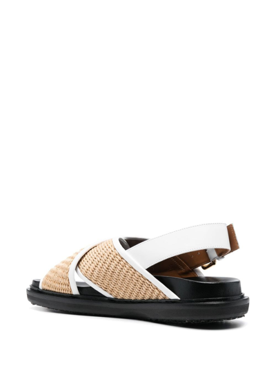 Marni Raffia And Leather Criss-cross Fussbett Sandal In Black