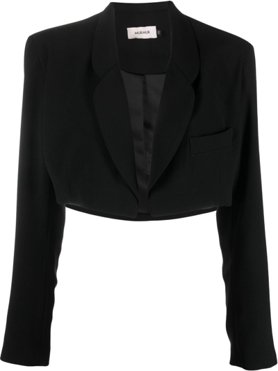 Shop Murmur Long-sleeved Cropped Blazer In Black