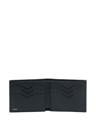 Shop Valextra Bi-fold Leather Wallet In Blue
