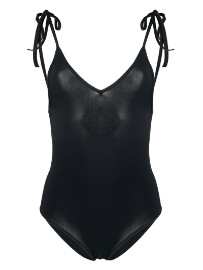 Shop Isabel Marant Swan Spaghetti-strap Swimsuit In Black