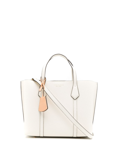 Shop Tory Burch Perry Small Leather Tote In White