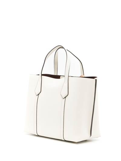 Shop Tory Burch Perry Small Leather Tote In White