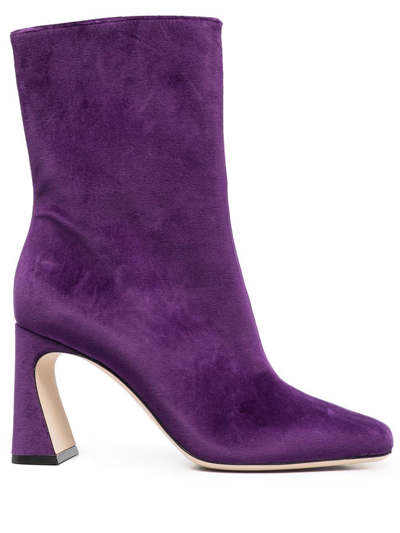 Shop Alberta Ferretti Velvet-effect Boots In Purple