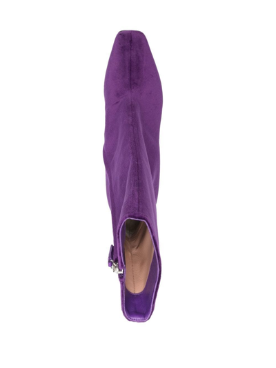Shop Alberta Ferretti Velvet-effect Boots In Purple