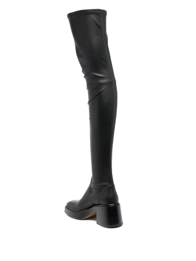Shop Maje 78mm Over-the-knee Leather Boots In Black