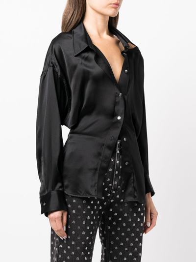 Shop Alexander Wang Cutout-detail Silk Charmeuse Shirt In Black