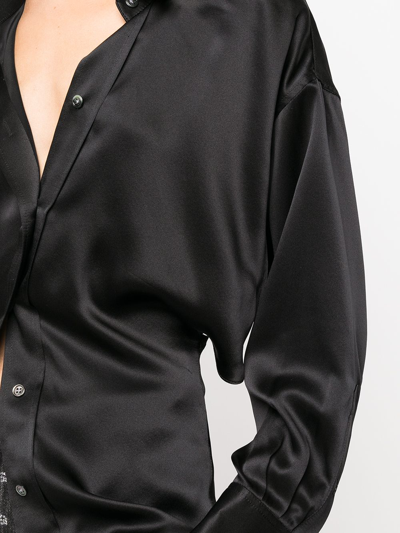 Shop Alexander Wang Cutout-detail Silk Charmeuse Shirt In Black
