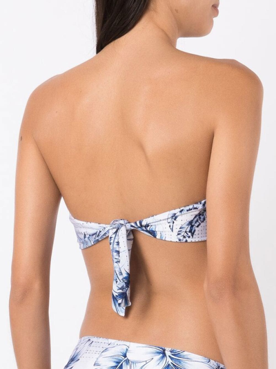 Shop Lygia & Nanny Palm-tree Print Bikini Top In Blue