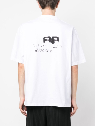 Shop Balenciaga Hand Drawn Logo-print T-shirt In White