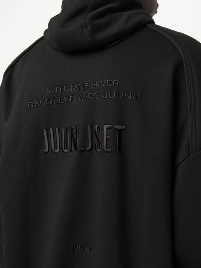 Shop Juunj Logo-embroidered Cotton Hoodie In Black