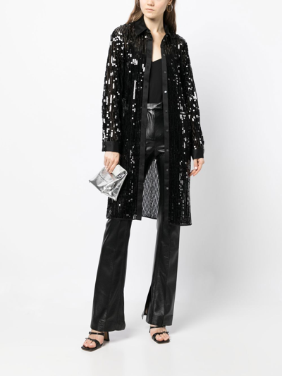 Karl Lagerfeld Sequin-embellished Shirtdress In Black