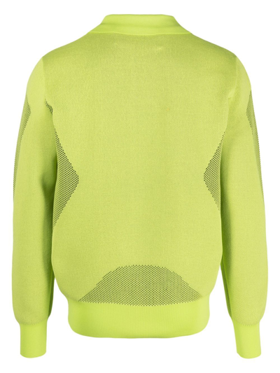 Shop Botter Panelled Polo Jumper In Yellow