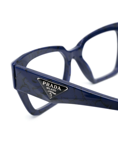 Shop Prada Logo-plaque Glasses In Blue