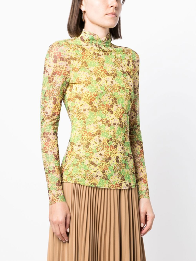Ted Baker Lennix Floral Mesh Top In Yellow