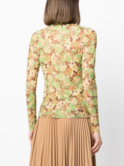 Ted Baker Lennix Floral Mesh Top In Yellow