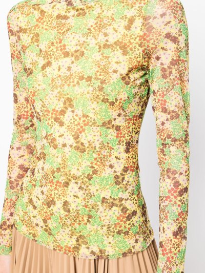 Ted Baker Lennix Floral Mesh Top In Yellow