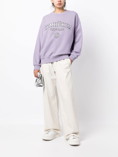 Shop Kimhēkim Universe-embroidered Crew-neck Sweatshirt In Purple