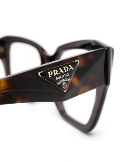 Shop Prada Logo-plaque Glasses In Brown