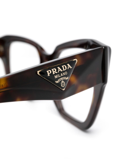 Prada Logo-plaque Glasses In Brown