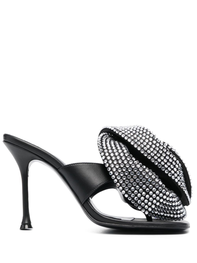 Shop Magda Butrym 3d Flower-detail 100mm Sandals In Black