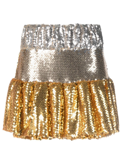 Shop Rabanne Tiered Sequinned Miniskirt In Silver