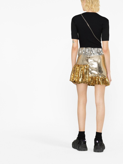 Shop Paco Rabanne Tiered Sequinned Miniskirt In Silver