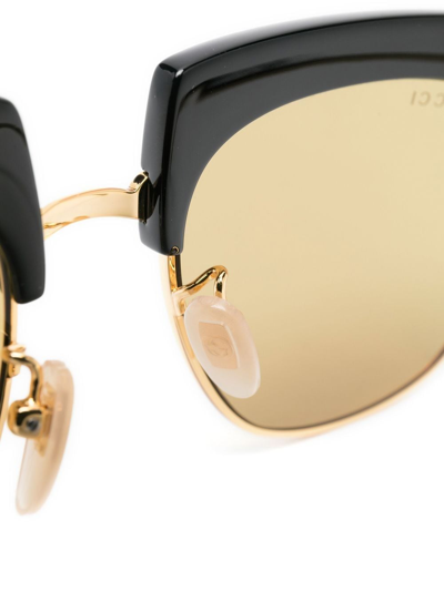 Shop Gucci Colour-block Tinted-lens Sunglasses In Gold