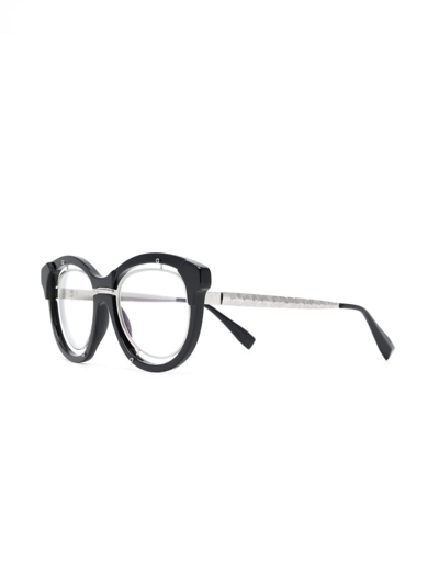Shop Kuboraum Metallic-frame Glasses In Bs Black