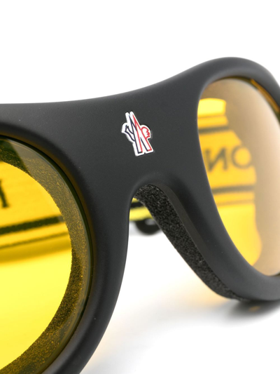 Shop Moncler Logo-print Ski-goggles In Yellow
