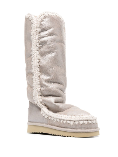 Shop Mou Metallic Leather Boots In Neutrals