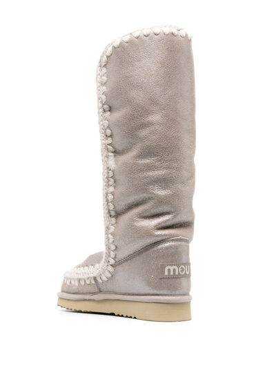 Shop Mou Metallic Leather Boots In Neutrals