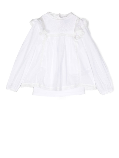 Shop Ralph Lauren Ruffled Lace-detail Blouse In White