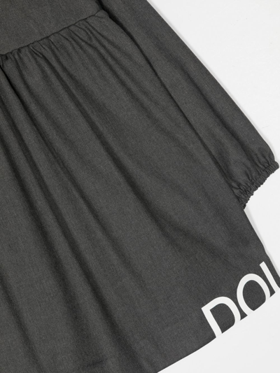 Shop Douuod Logo-print Ruffle-collar Dress In Grey