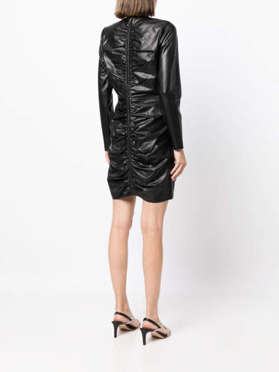 Veronica Beard Bernadette Ruched Faux-leather Mini Dress In Black