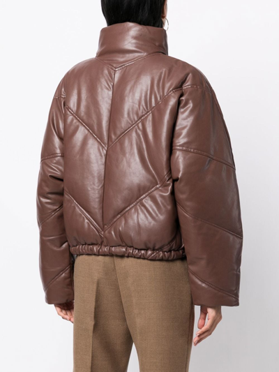 A.l.c Morrison Faux Leather Exaggerated Puffer Jacket In Brown