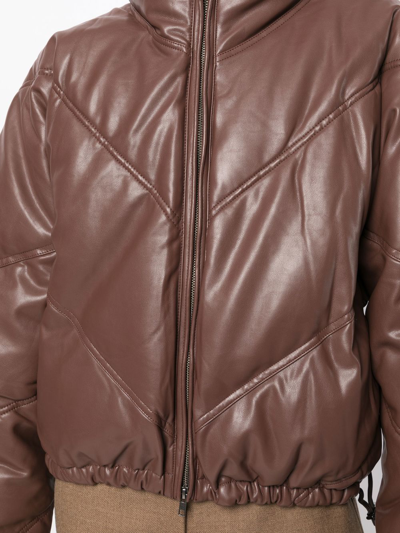 A.l.c Morrison Faux Leather Exaggerated Puffer Jacket In Brown