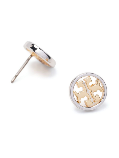 Tory Burch Miller Openwork-logo Earrings In Gold