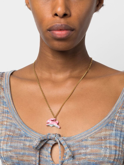Shop Marni Rabbit-shaped Pendant Necklace In Pink