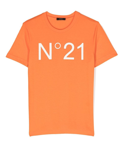 Shop N°21 Logo-print T-shirt In Orange