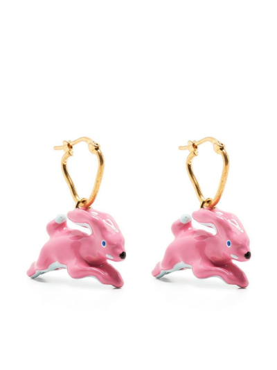 Shop Marni Rabbit-shaped Pendant Earrings In Pink