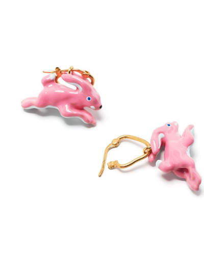 Shop Marni Rabbit-shaped Pendant Earrings In Pink
