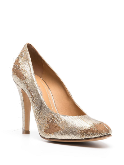 Shop Maison Margiela 100mm Lurex Mary-jane Pumps In Gold