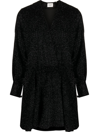 Shop Isabel Marant Étoile Shimmer Long-sleeve Dress In Black