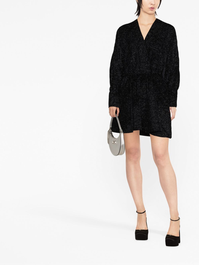 Shop Isabel Marant Étoile Shimmer Long-sleeve Dress In Black