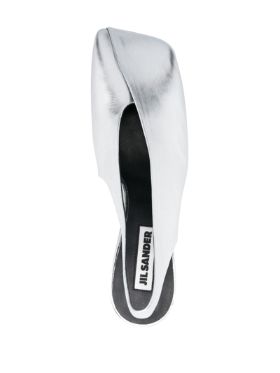 Shop Jil Sander 75mm Square-toe Leather Pumps In Silver