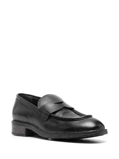 Shop Moma Polished Finish Calf Leather Loafers In Black