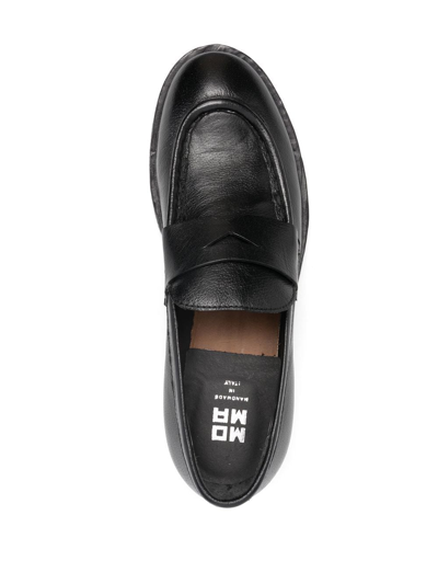 Shop Moma Polished Finish Calf Leather Loafers In Black