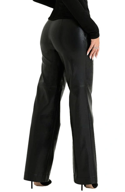 Shop House Of Cb Omaira Faux Leather Wide Leg Trousers In Black