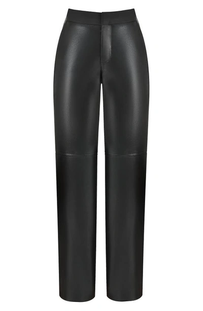 Shop House Of Cb Omaira Faux Leather Wide Leg Trousers In Black