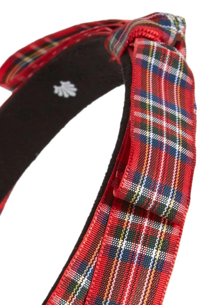 Shop Lele Sadoughi Tartan Plaid Ribbon Slim Headband In Red Tartan